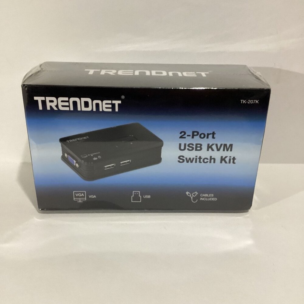 TRENDnet TK-207K  2-Port USB KVM Switch Kit with Cables Brand New Sealed In Box